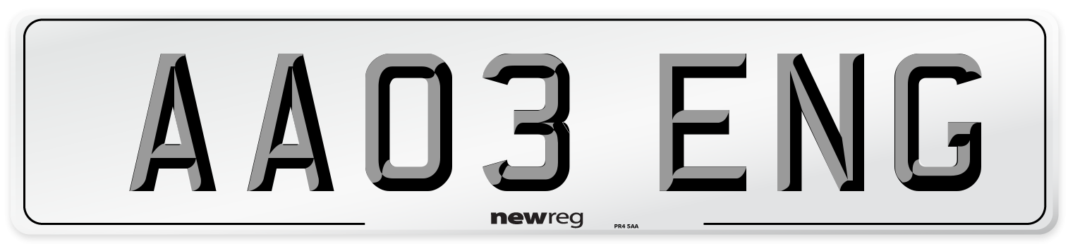 AA03 ENG Front Number Plate