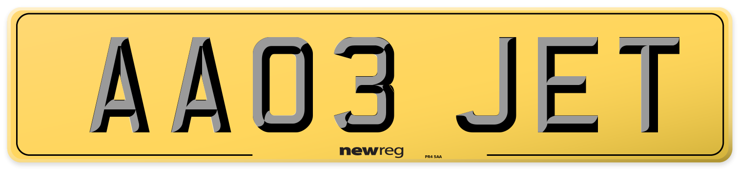 AA03 JET Rear Number Plate