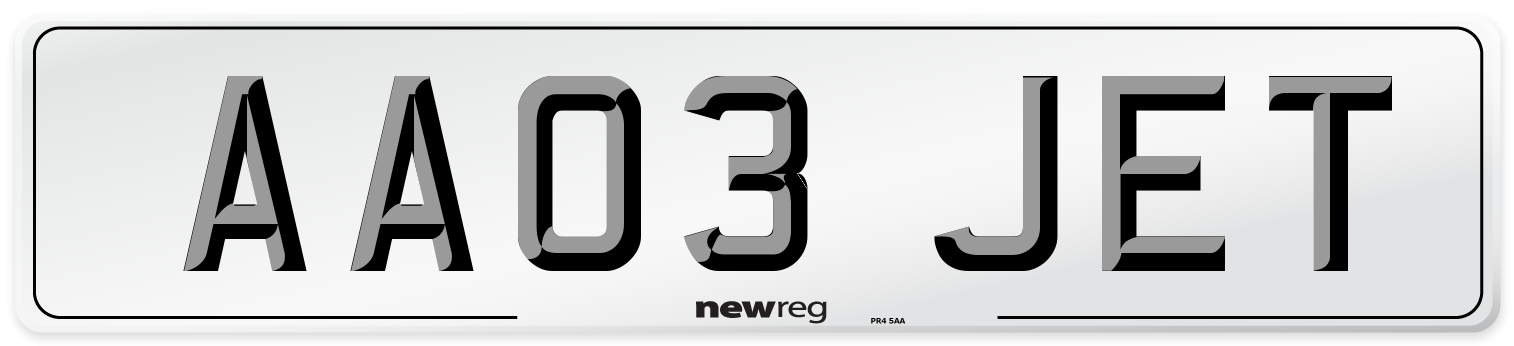 AA03 JET Front Number Plate