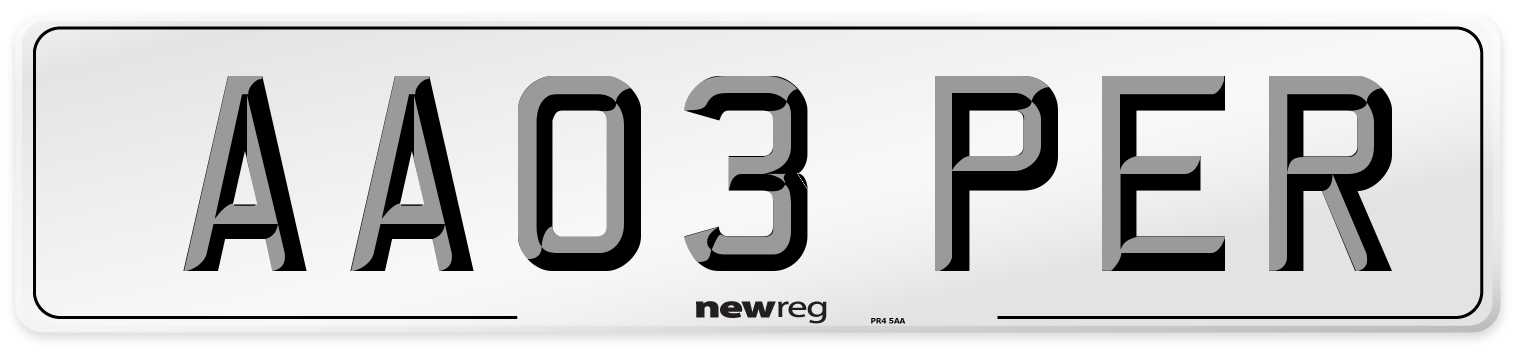 AA03 PER Front Number Plate
