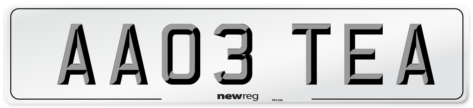 AA03 TEA Front Number Plate