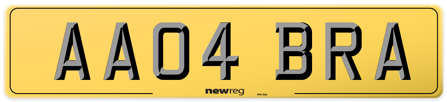 AA04 BRA Rear Number Plate