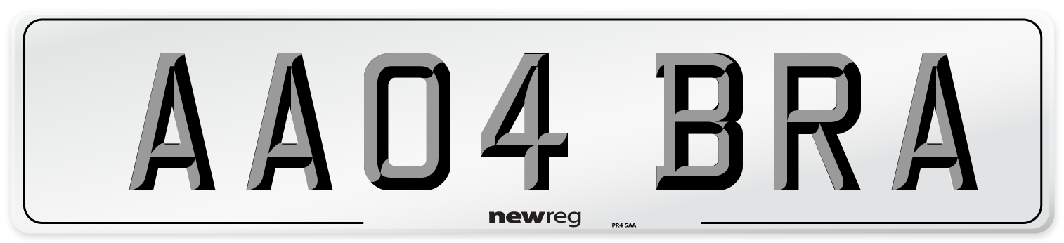 AA04 BRA Front Number Plate