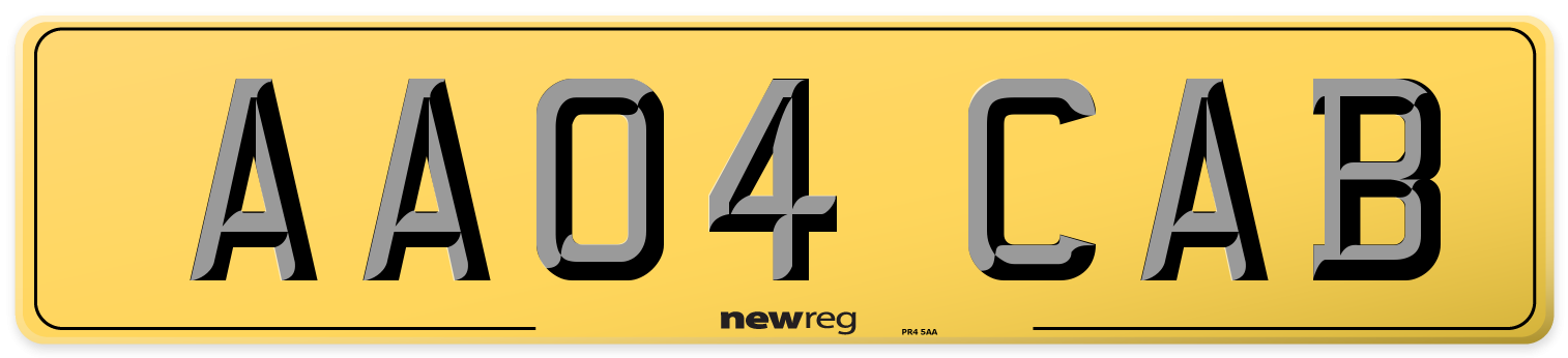 AA04 CAB Rear Number Plate