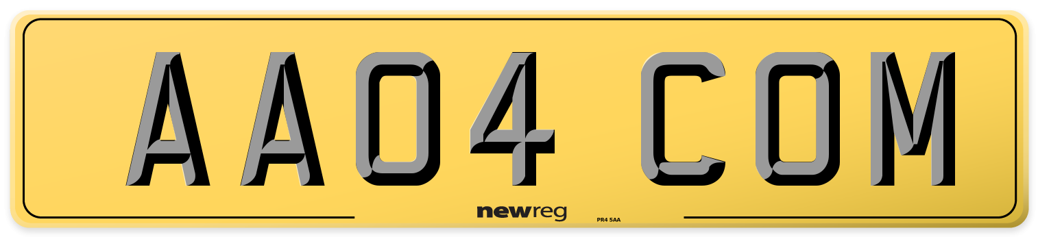 AA04 COM Rear Number Plate