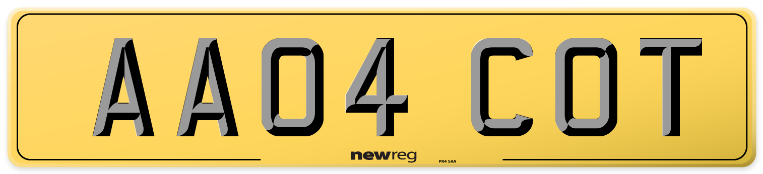 AA04 COT Rear Number Plate