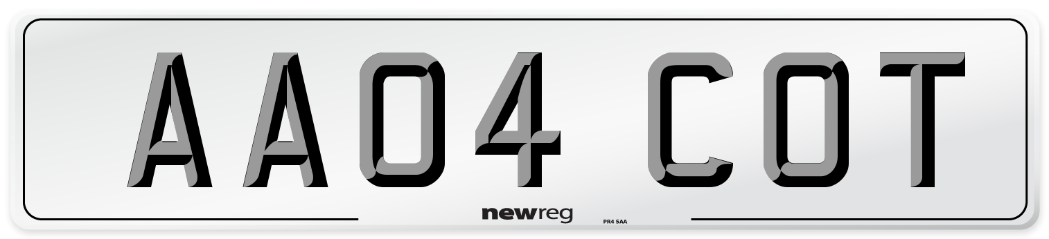 AA04 COT Front Number Plate