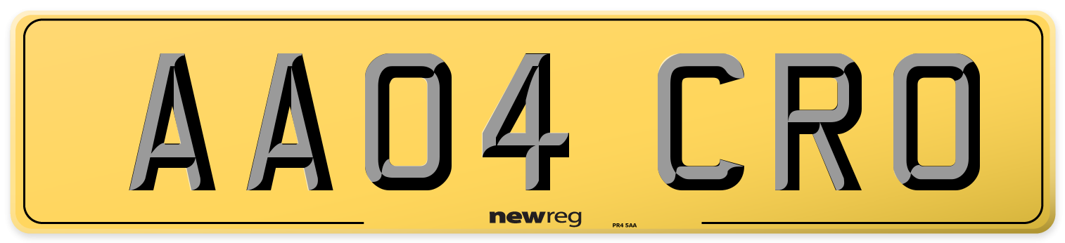 AA04 CRO Rear Number Plate