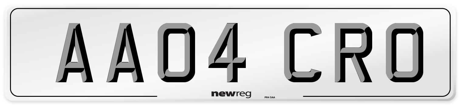 AA04 CRO Front Number Plate