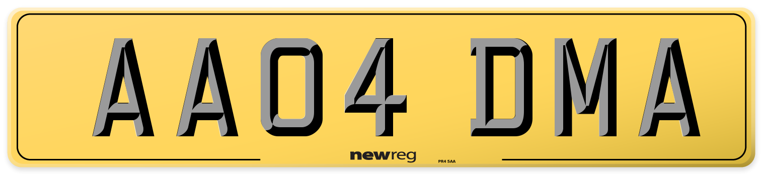 AA04 DMA Rear Number Plate
