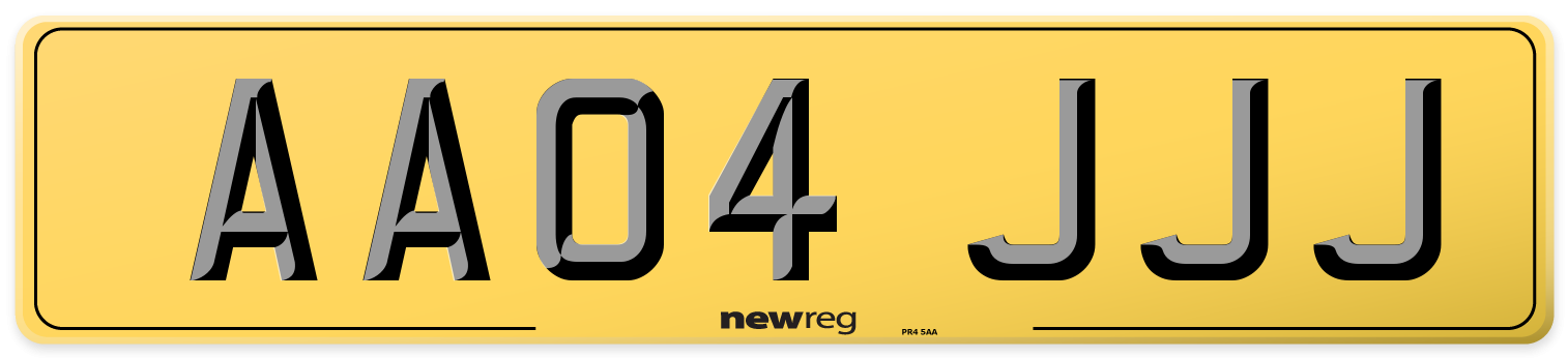 AA04 JJJ Rear Number Plate