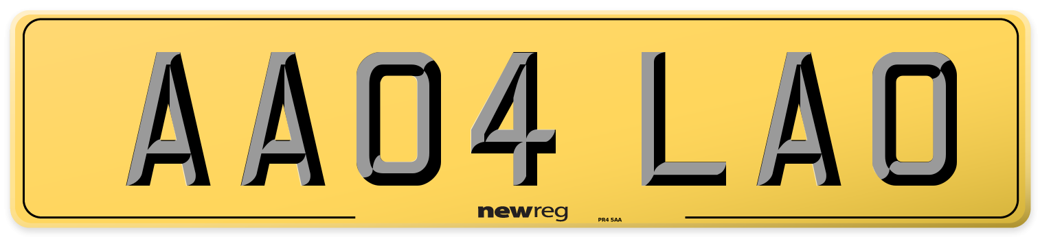 AA04 LAO Rear Number Plate