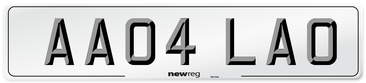 AA04 LAO Front Number Plate