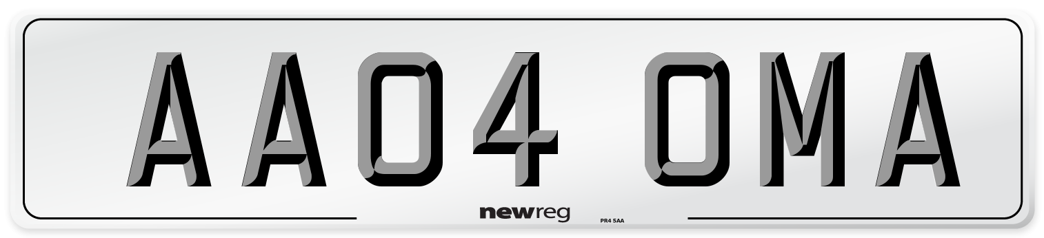AA04 OMA Front Number Plate