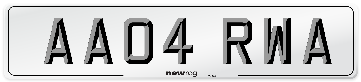 AA04 RWA Front Number Plate