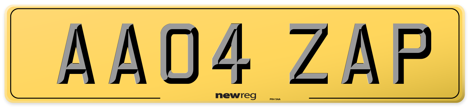 AA04 ZAP Rear Number Plate