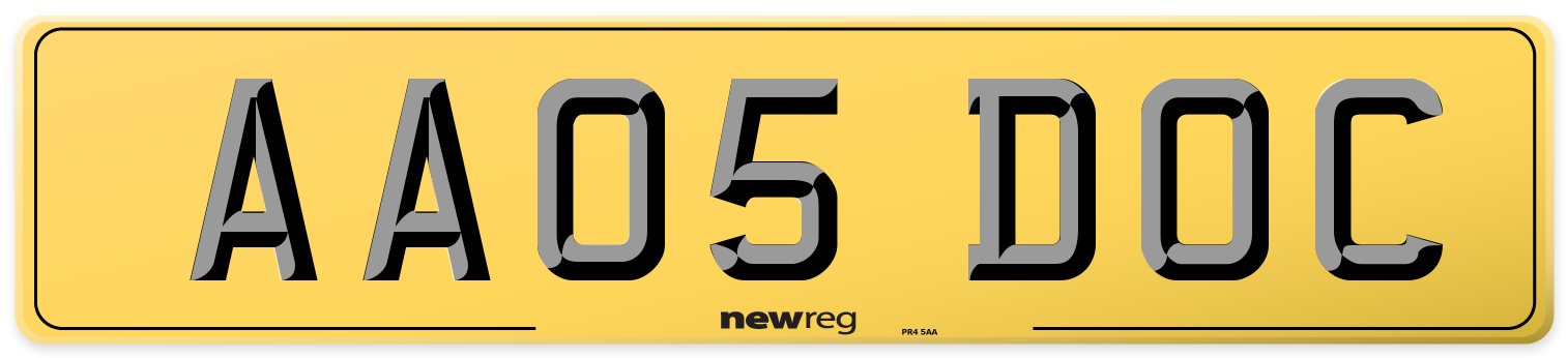 AA05 DOC Rear Number Plate