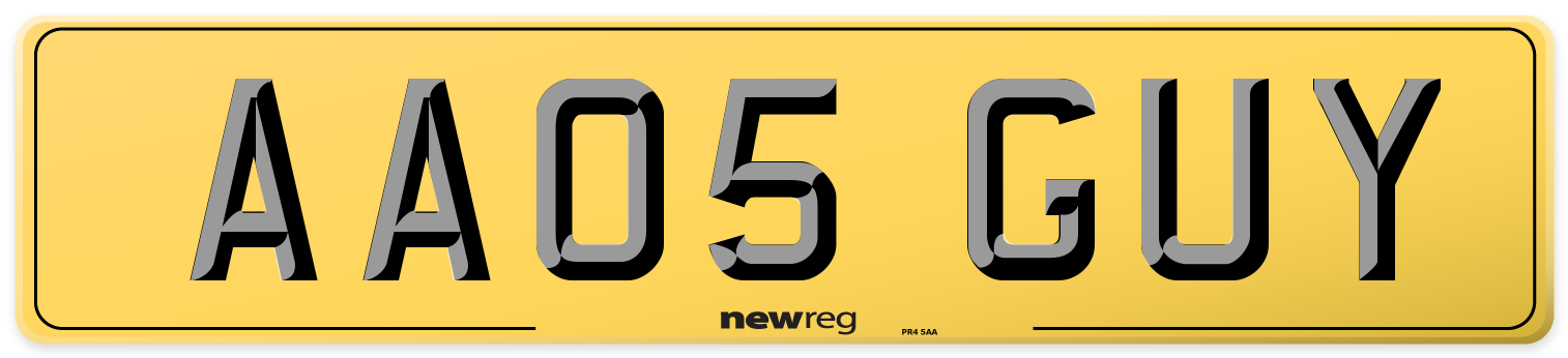AA05 GUY Rear Number Plate