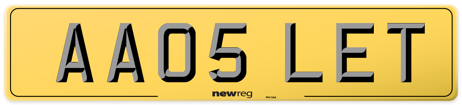 AA05 LET Rear Number Plate