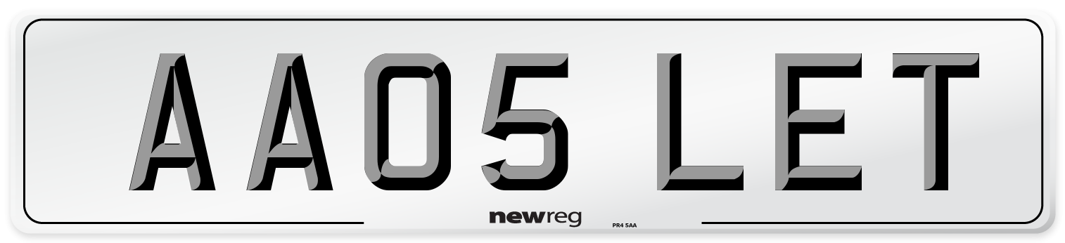 AA05 LET Front Number Plate