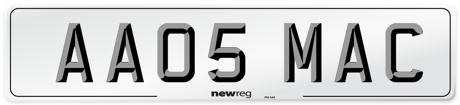 AA05 MAC Front Number Plate