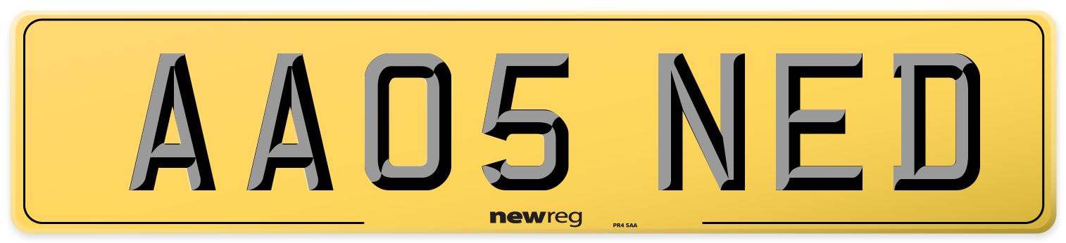 AA05 NED Rear Number Plate