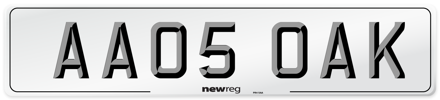 AA05 OAK Front Number Plate