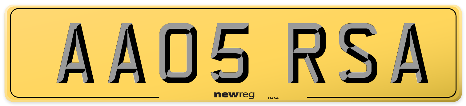 AA05 RSA Rear Number Plate