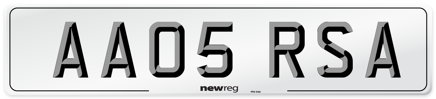 AA05 RSA Front Number Plate