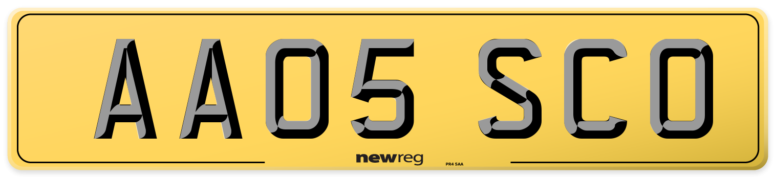 AA05 SCO Rear Number Plate