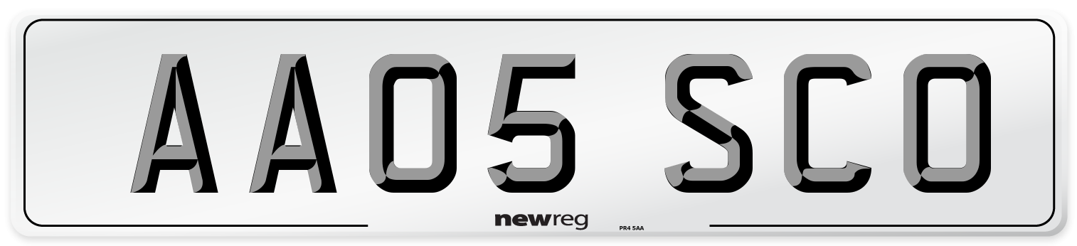 AA05 SCO Front Number Plate