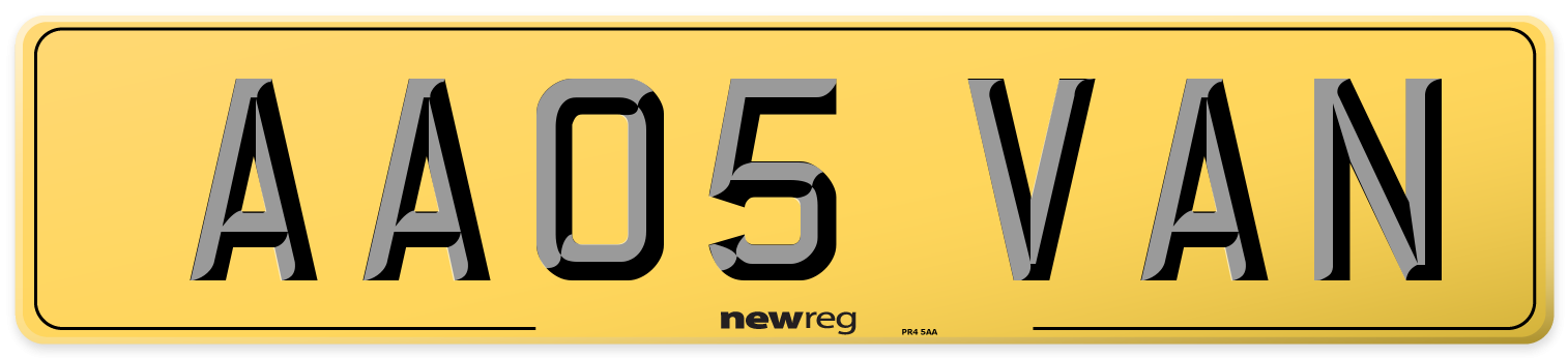 AA05 VAN Rear Number Plate