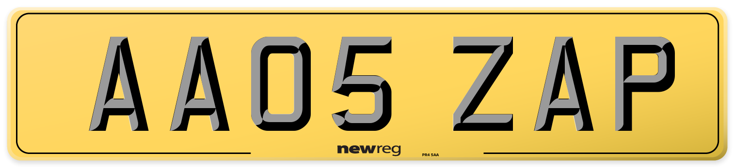 AA05 ZAP Rear Number Plate