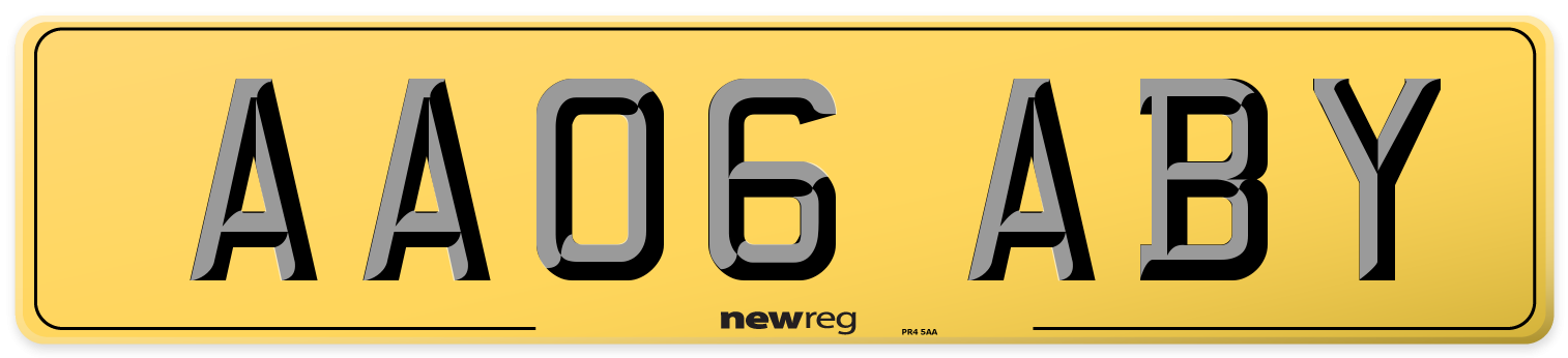 AA06 ABY Rear Number Plate