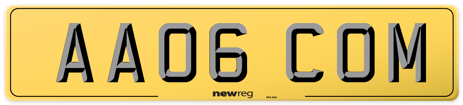 AA06 COM Rear Number Plate