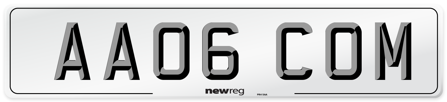 AA06 COM Front Number Plate