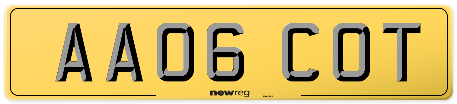 AA06 COT Rear Number Plate