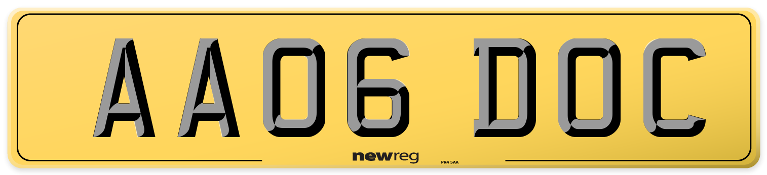 AA06 DOC Rear Number Plate