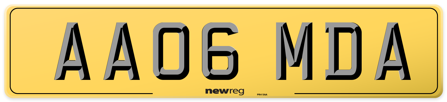 AA06 MDA Rear Number Plate