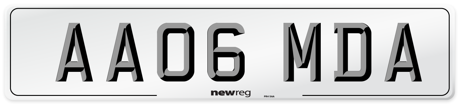 AA06 MDA Front Number Plate