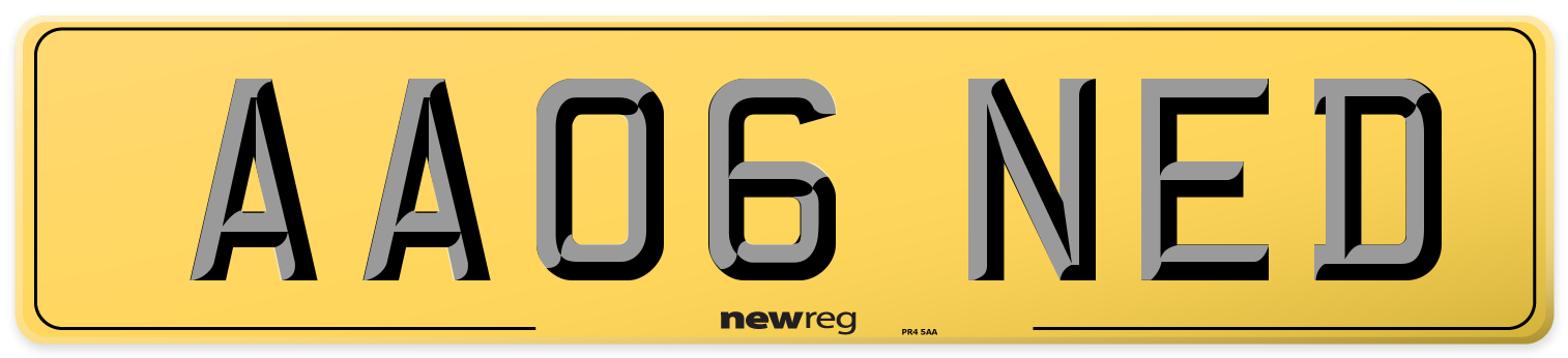 AA06 NED Rear Number Plate