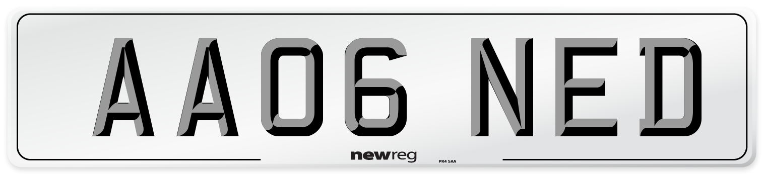 AA06 NED Front Number Plate