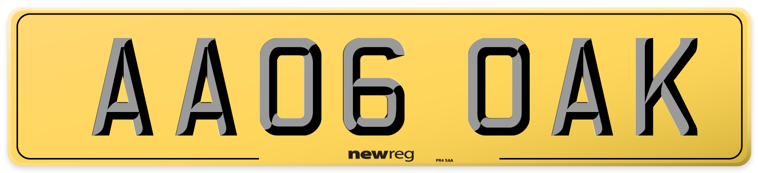 AA06 OAK Rear Number Plate
