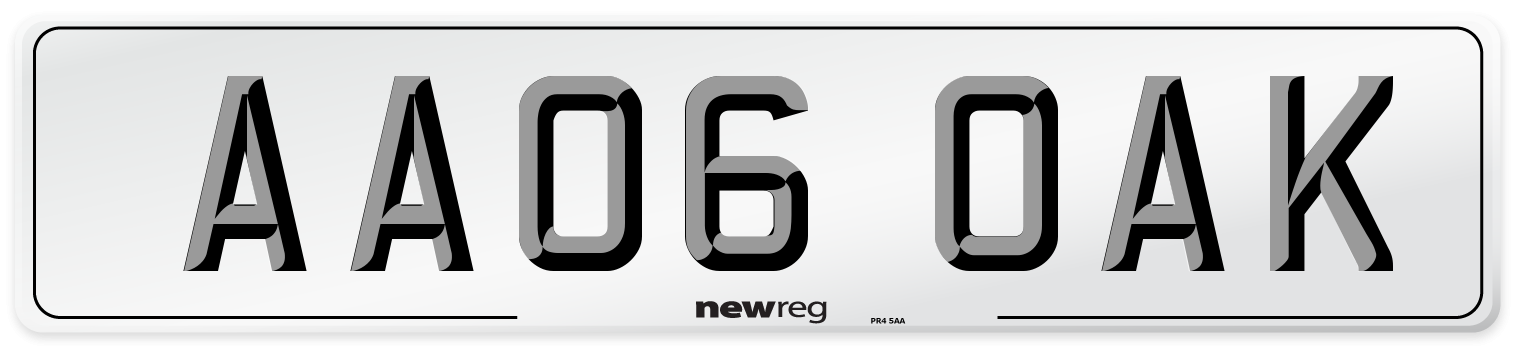 AA06 OAK Front Number Plate