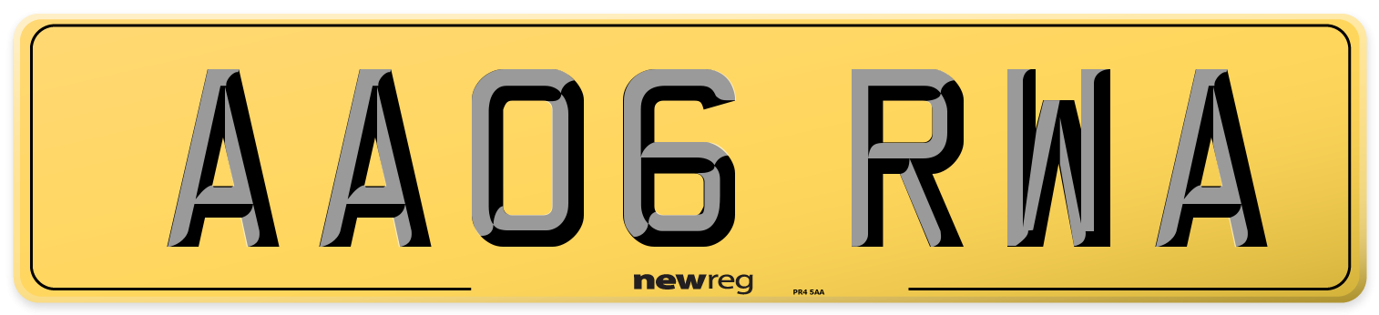 AA06 RWA Rear Number Plate