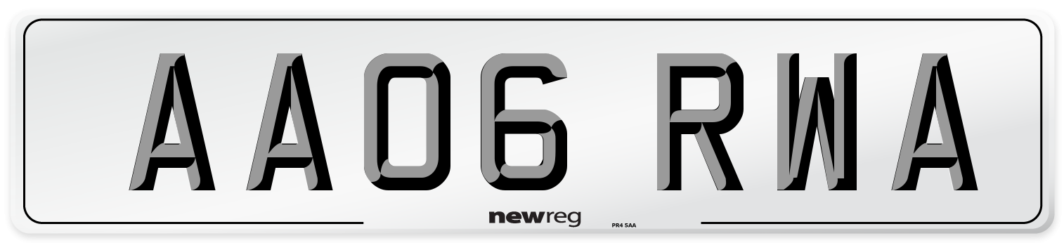 AA06 RWA Front Number Plate