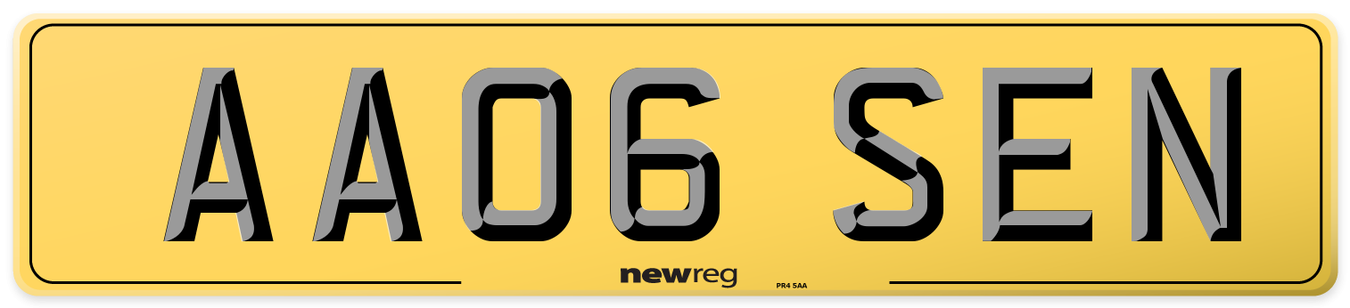 AA06 SEN Rear Number Plate
