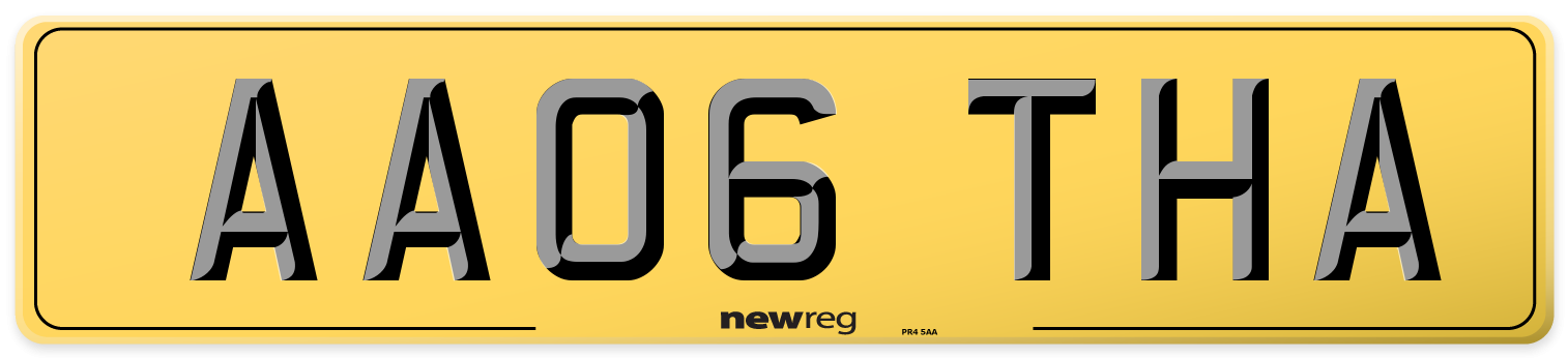 AA06 THA Rear Number Plate