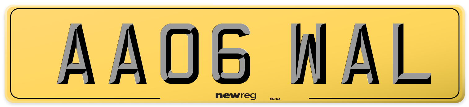 AA06 WAL Rear Number Plate