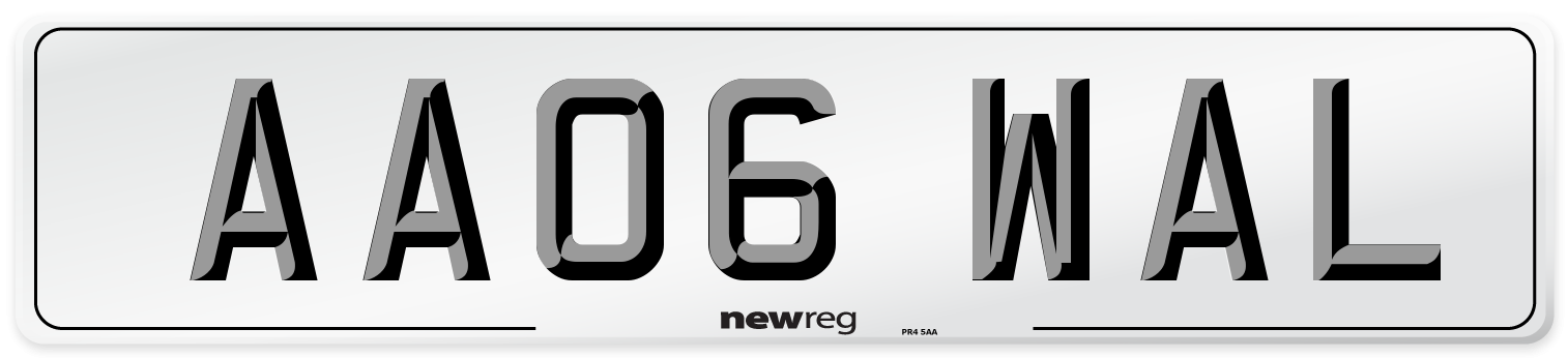 AA06 WAL Front Number Plate